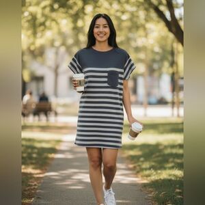 Striped Gray Tee Dress